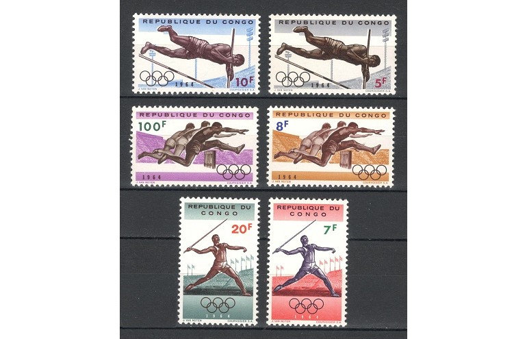 CONGO 1964 - JOCURI OLIMPICE - SERIE DE 6 TIMBRE - NESTAMPILATA - MNH / sport359